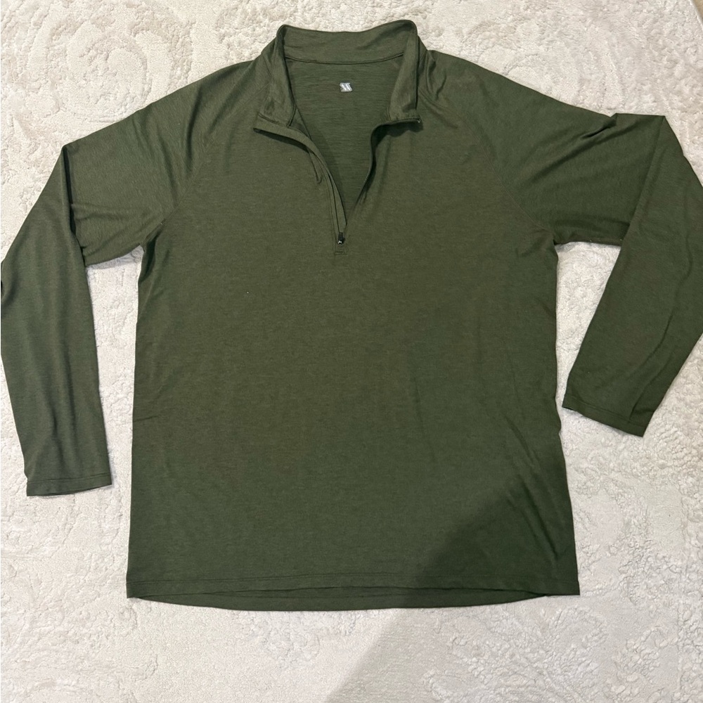 Zyia‎ Active Men’s XXL Olive Green Quarter Zip Pullover Athletic Stretch Top